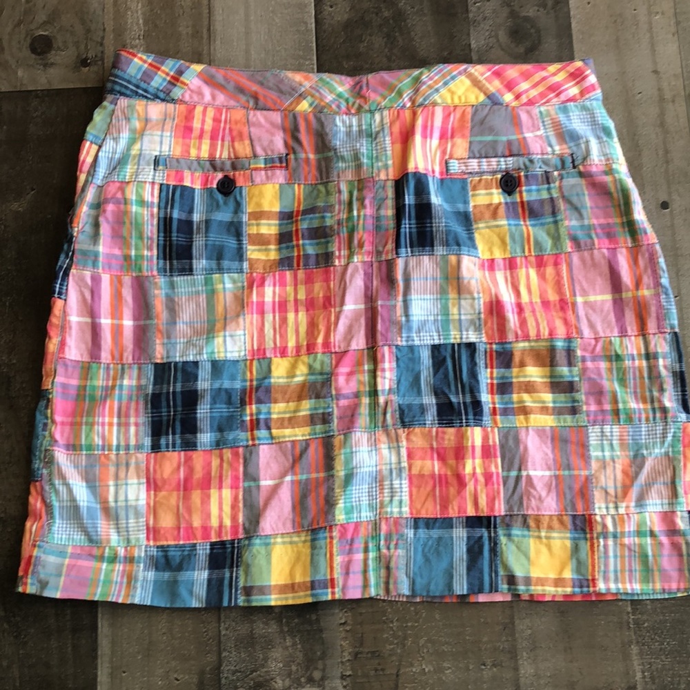 Larry Levine Patchwork Plaid Mini Skirt in Pink, Yellow, Blue - Picture 7 of 7